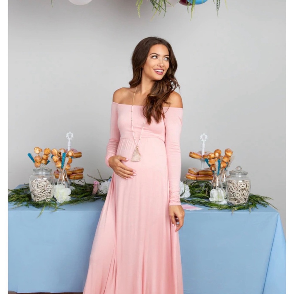 Elegant Pink Maternity Maxi Dress